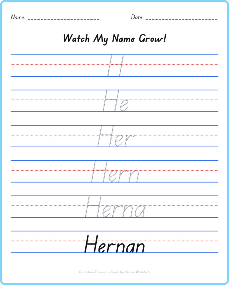Free Hernan custom name tracing - pyramid free worksheet