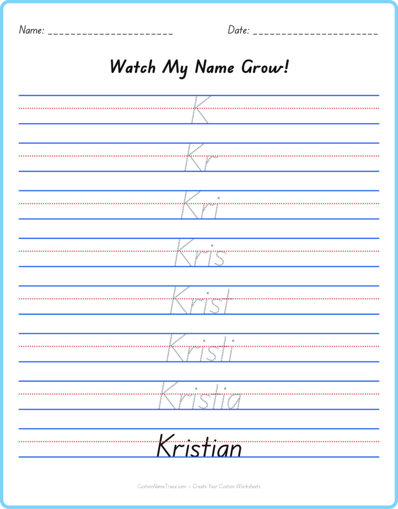 Free Kristian custom name tracing - pyramid free worksheet