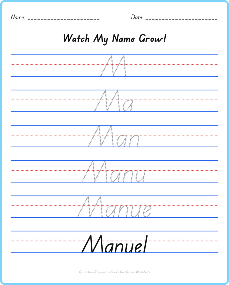 Free Manuel custom name tracing - pyramid free worksheet