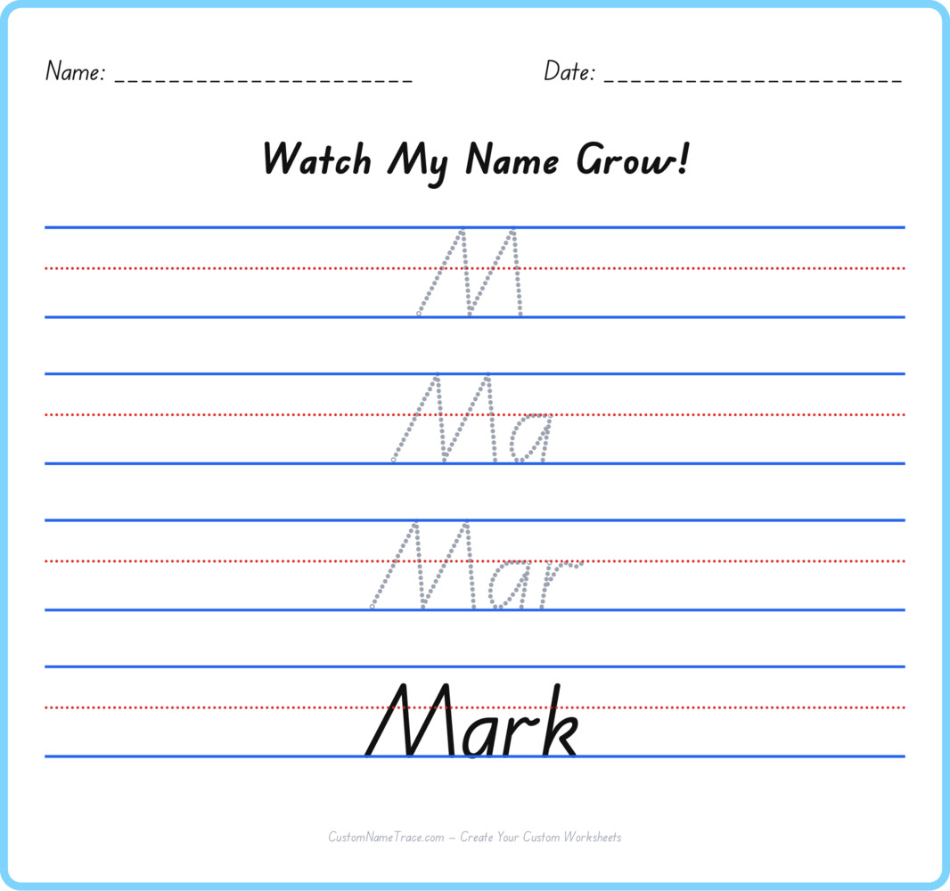 Free Mark custom name tracing - pyramid free worksheet