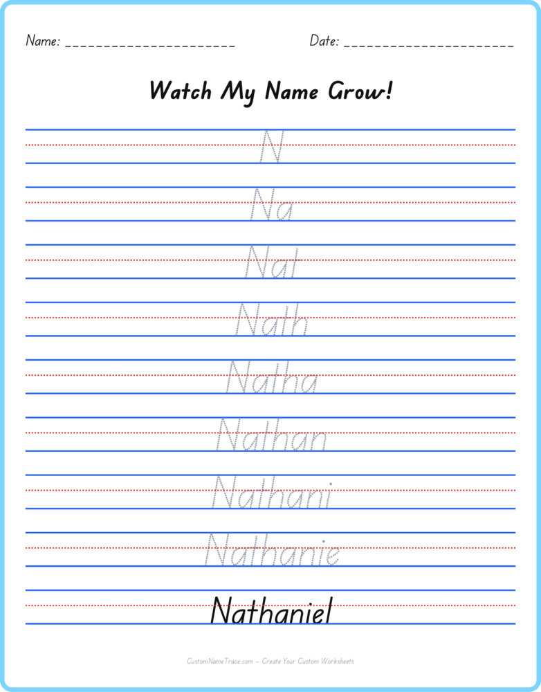 Free Nathaniel custom name tracing - pyramid free worksheet