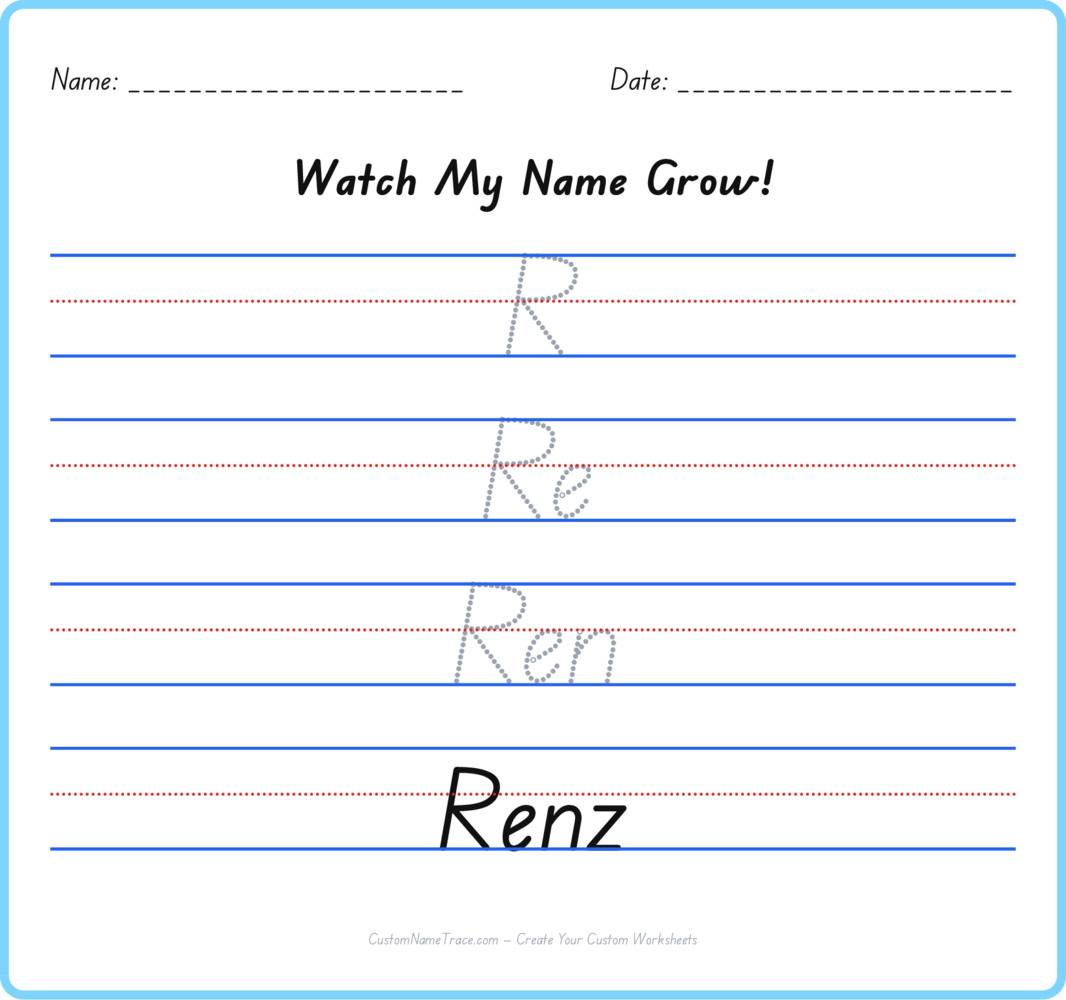 Free Renz custom name tracing - pyramid free worksheet