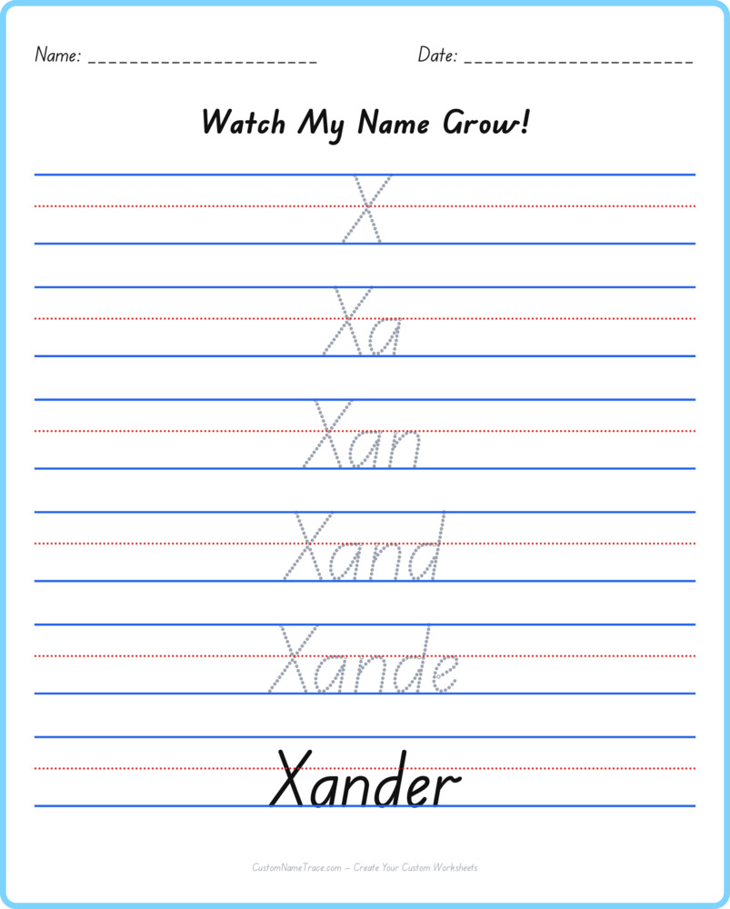 Free Xander custom name tracing - pyramid free worksheet