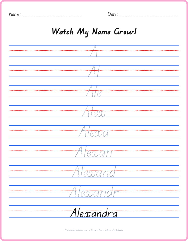 Free Alexandra custom name tracing - pyramid free worksheet