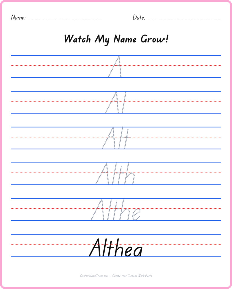 Free Althea custom name tracing - pyramid free worksheet