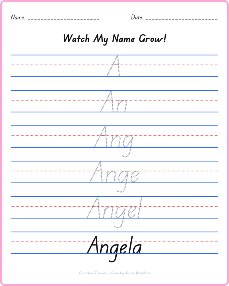 Free Angela custom name tracing - pyramid free worksheet