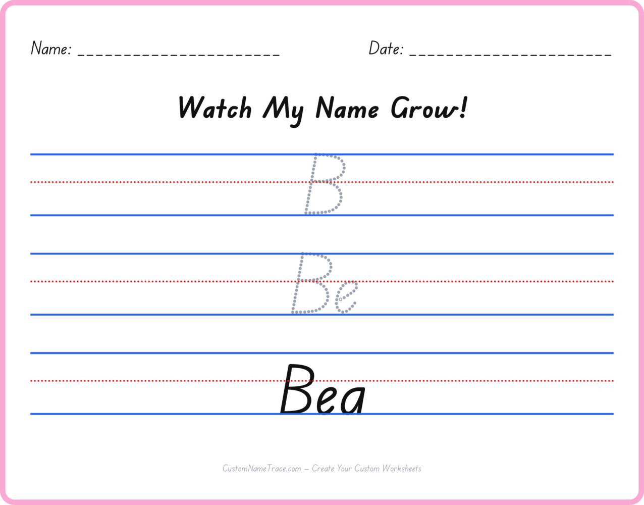 Free Bea custom name tracing - pyramid free worksheet
