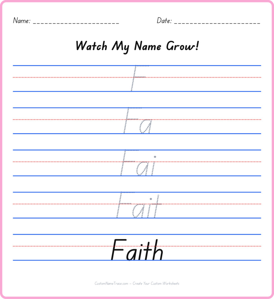 Free Faith custom name tracing - pyramid free worksheet