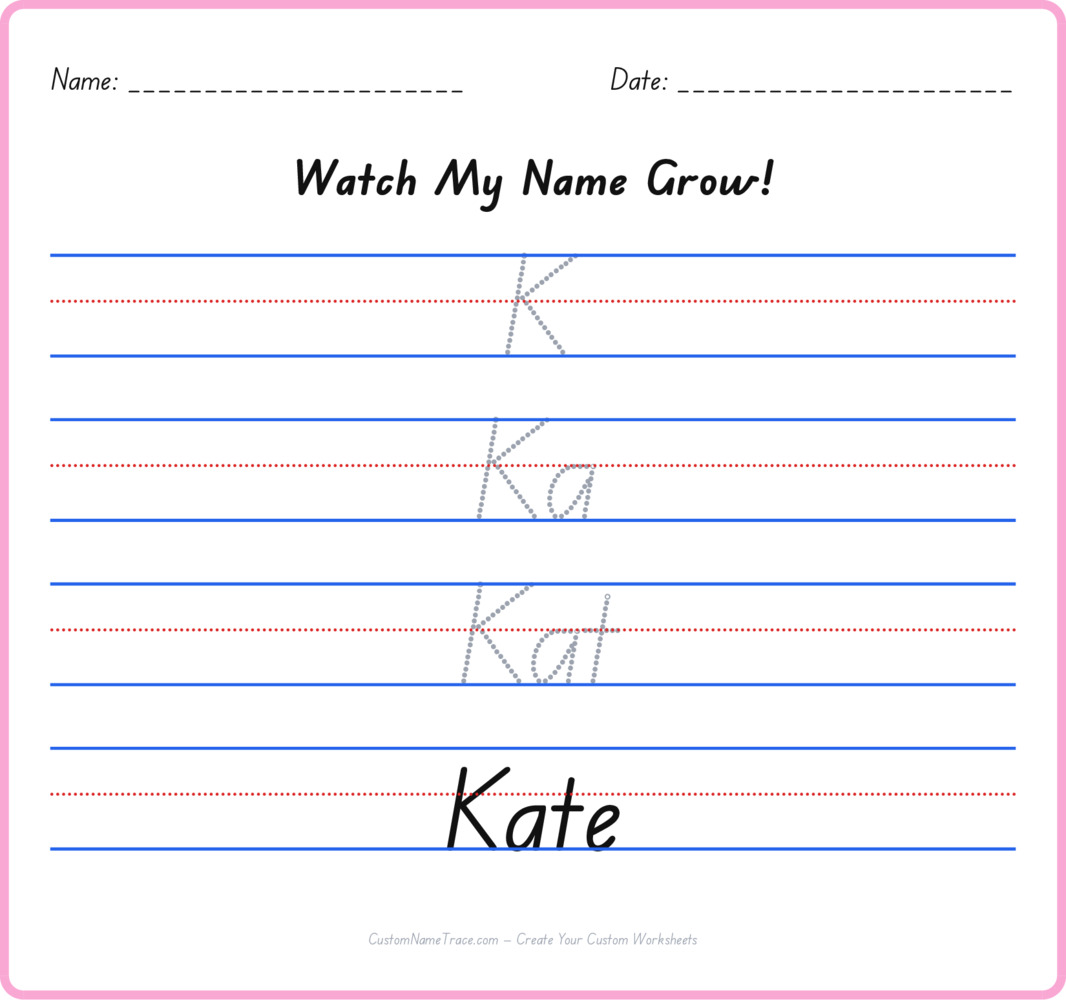 Free Kate custom name tracing - pyramid free worksheet