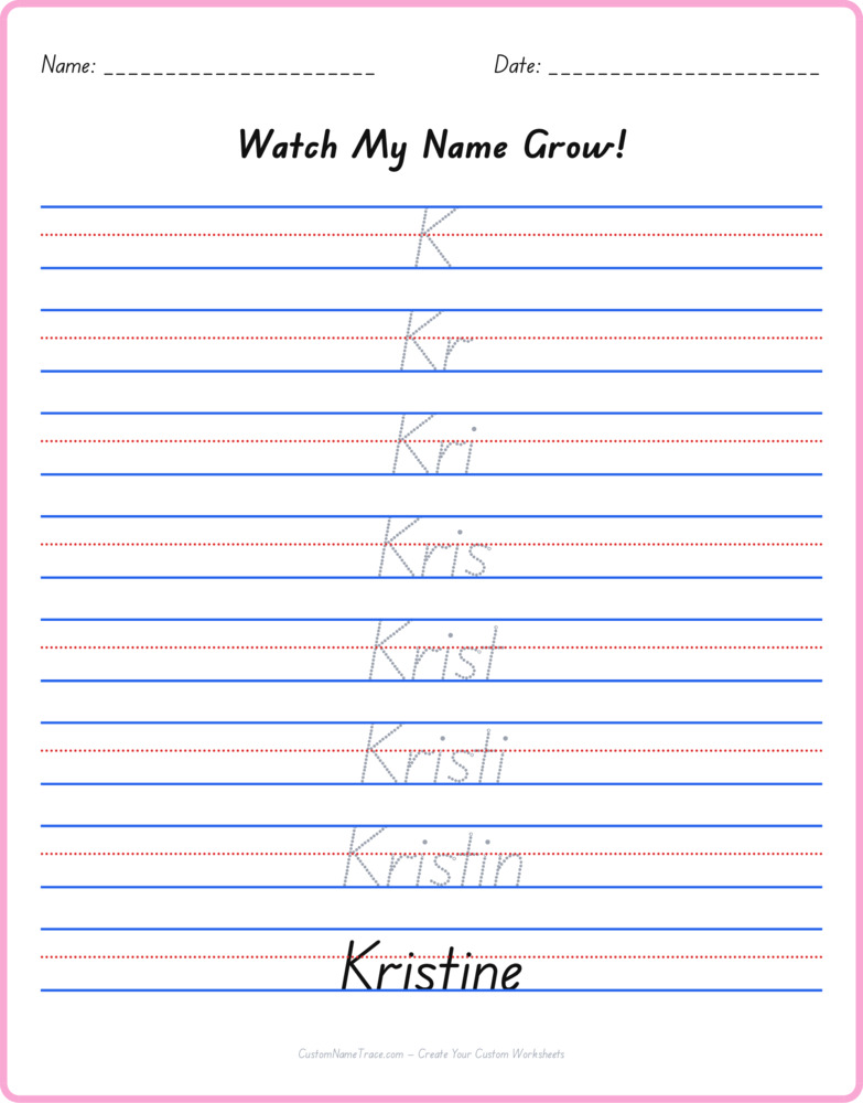 Free Kristine custom name tracing - pyramid free worksheet