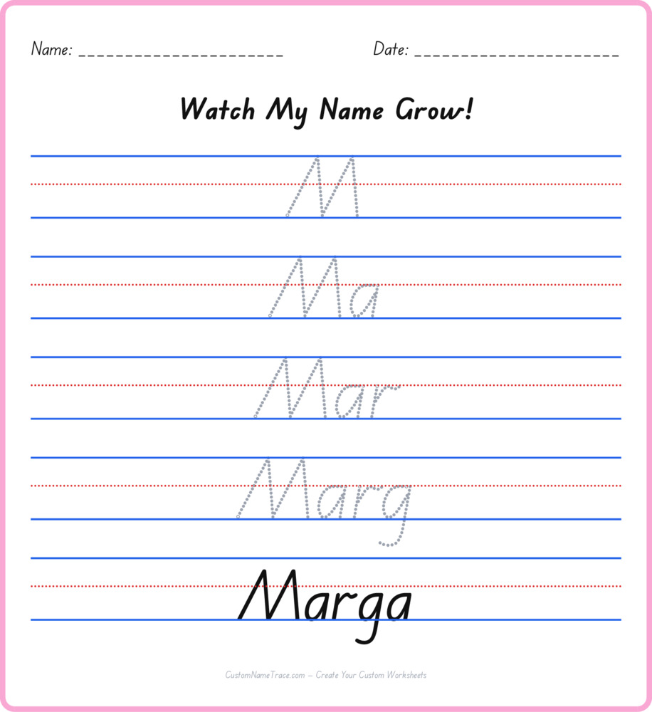 Free Marga custom name tracing - pyramid free worksheet