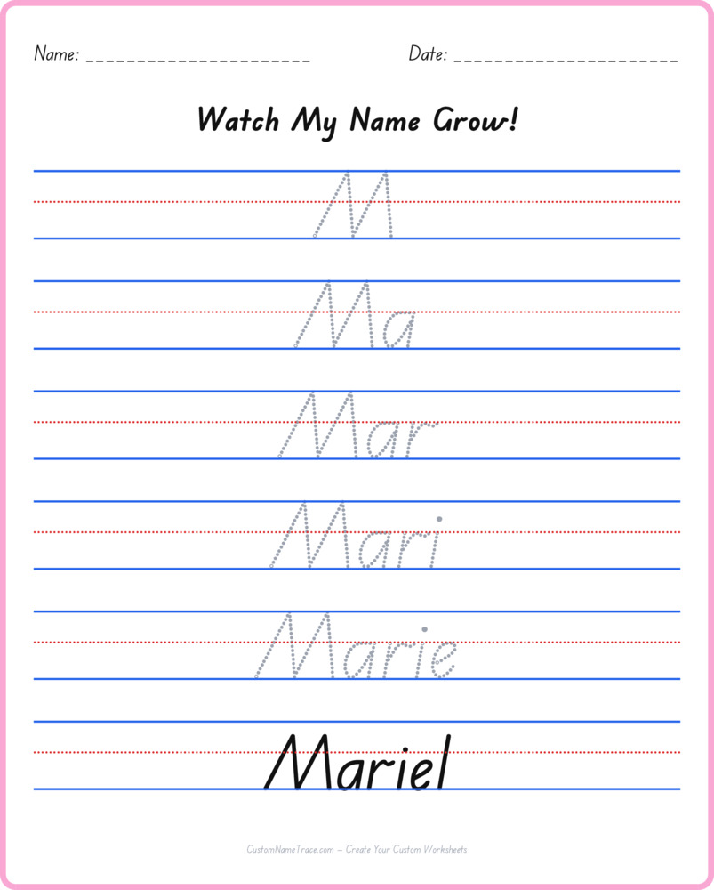 Free Mariel custom name tracing - pyramid free worksheet