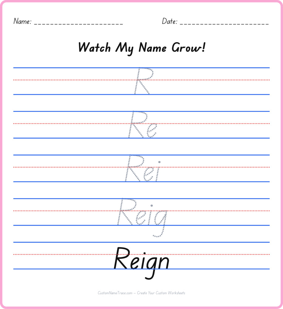 Free Reign custom name tracing - pyramid free worksheet