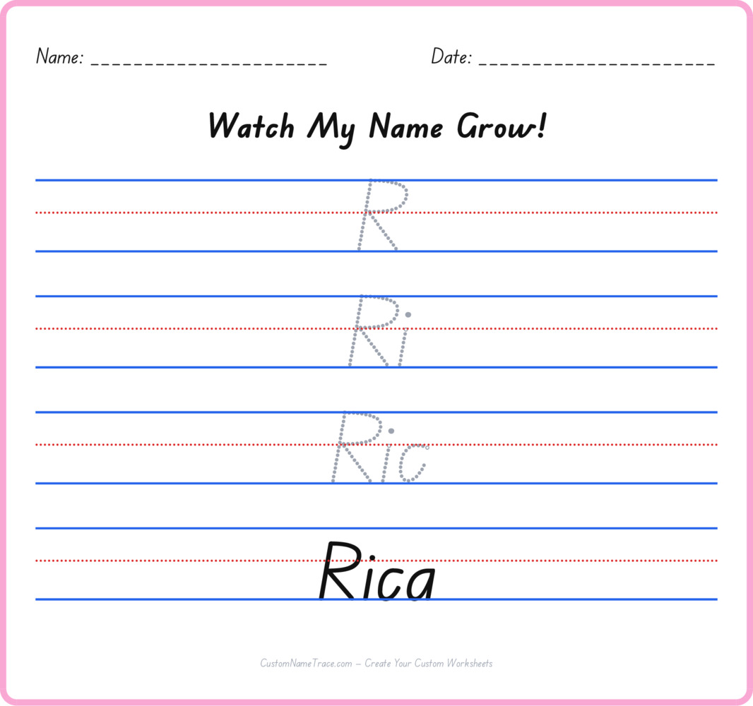 Free Rica custom name tracing - pyramid free worksheet