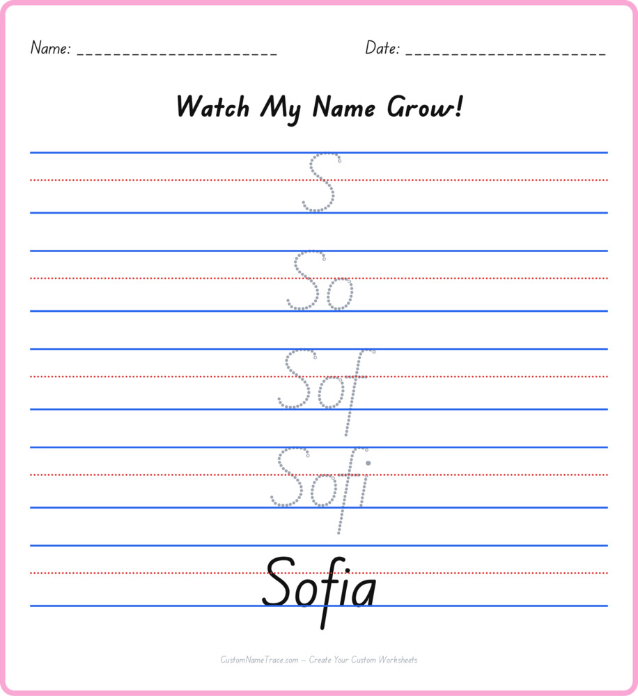 Free Sofia custom name tracing - pyramid free worksheet