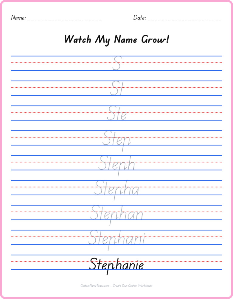 Free Stephanie custom name tracing - pyramid free worksheet
