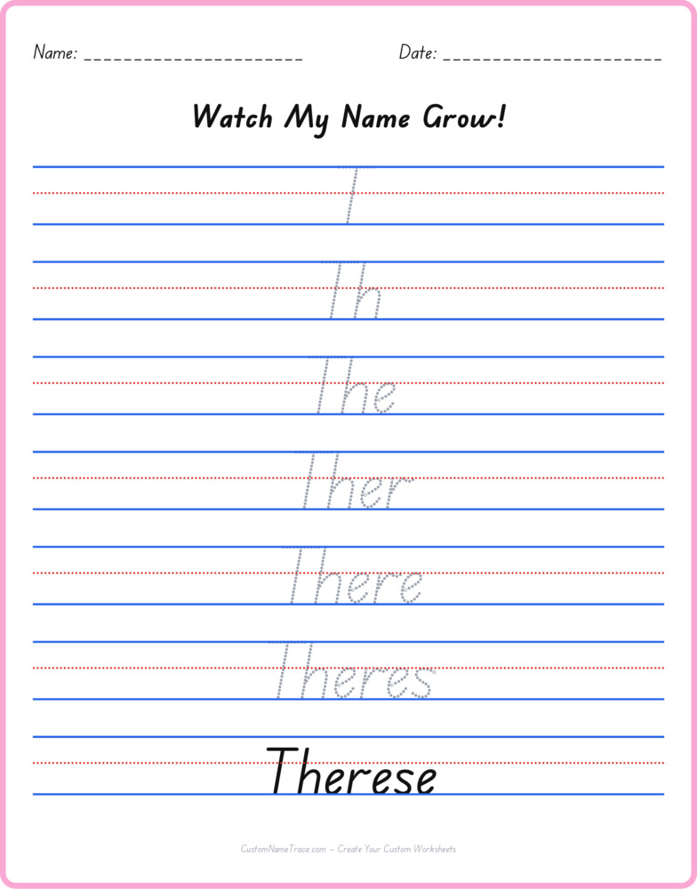 Free Therese custom name tracing - pyramid free worksheet