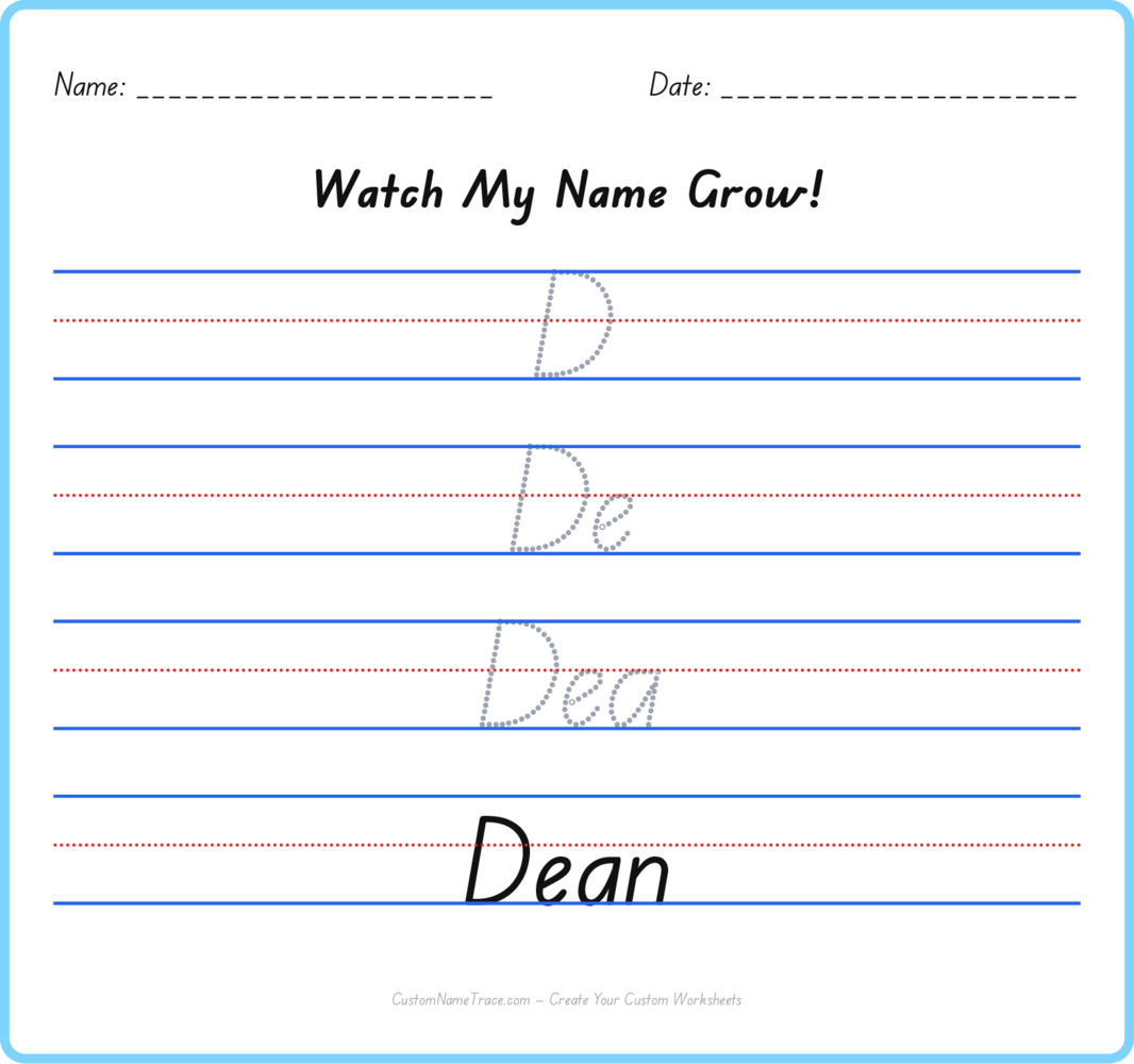 Free Dean custom name tracing - pyramid free worksheet