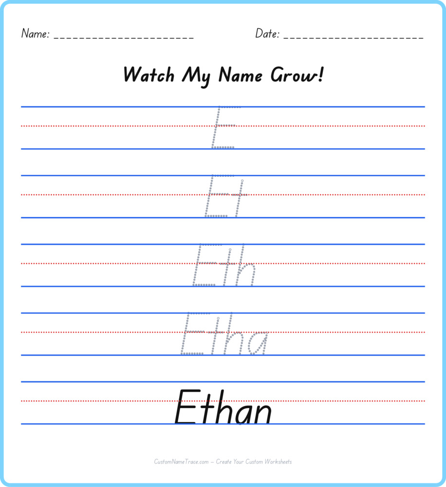 Free Ethan custom name tracing - pyramid free worksheet