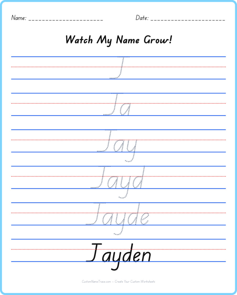 Free Jayden custom name tracing - pyramid free worksheet
