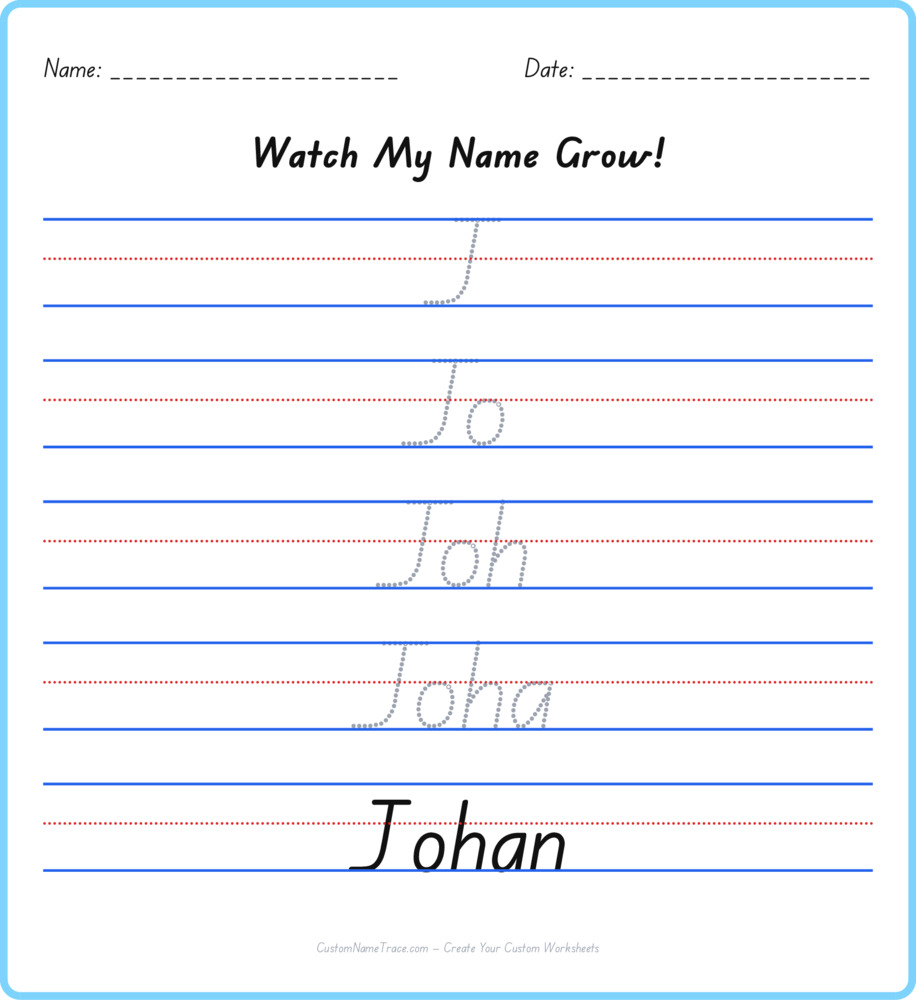 Free Johan custom name tracing - pyramid free worksheet