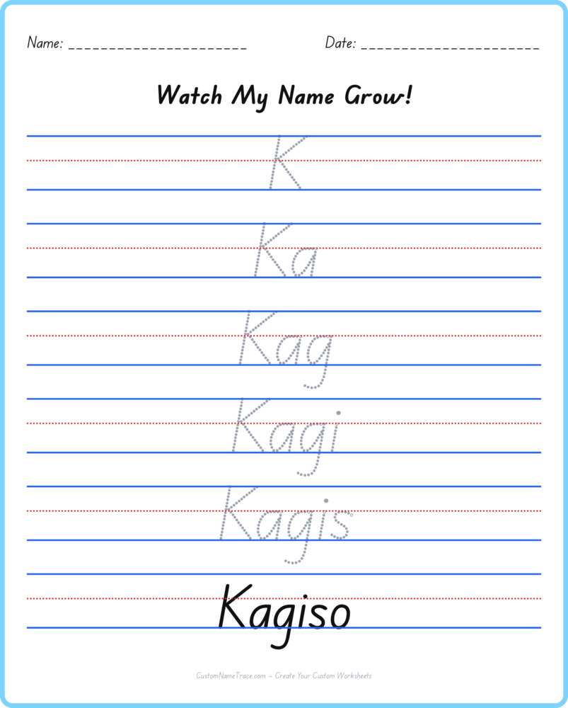 Free Kagiso custom name tracing - pyramid free worksheet