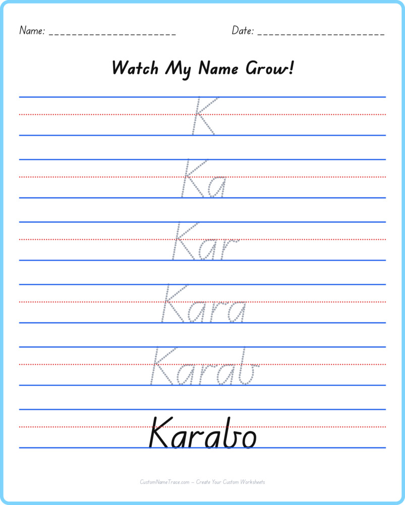 Free Karabo custom name tracing - pyramid free worksheet