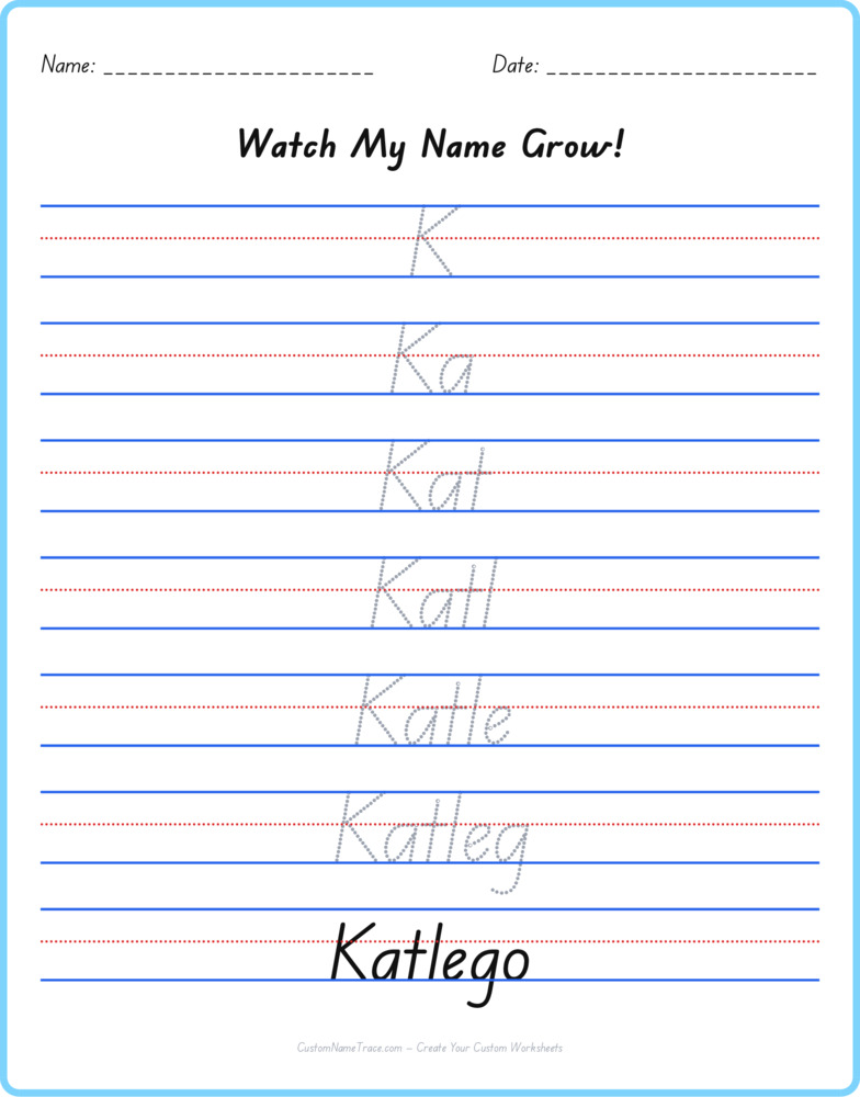 Free Katlego custom name tracing - pyramid free worksheet