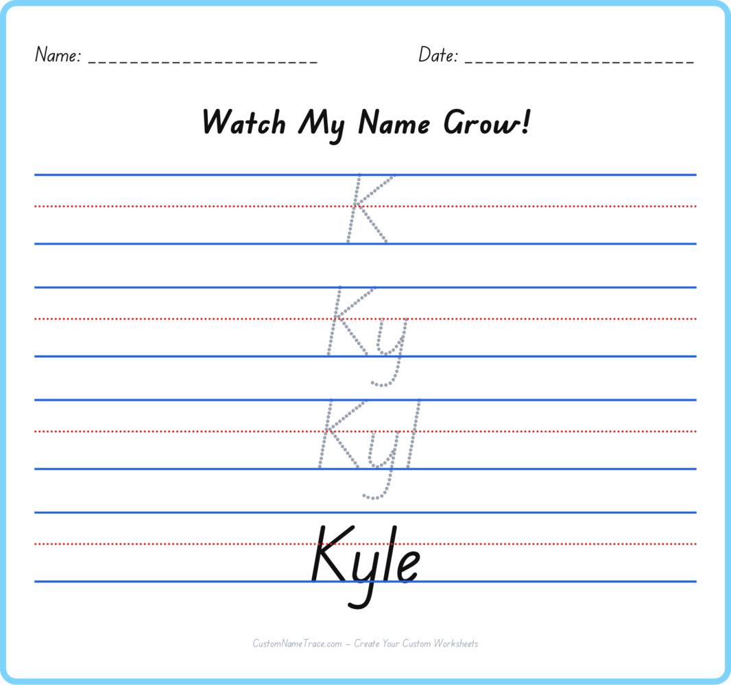 Free Kyle custom name tracing - pyramid free worksheet