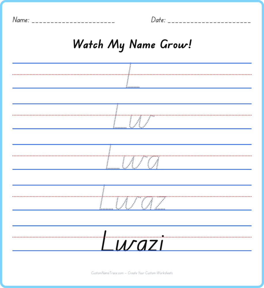 Free Lwazi custom name tracing - pyramid free worksheet