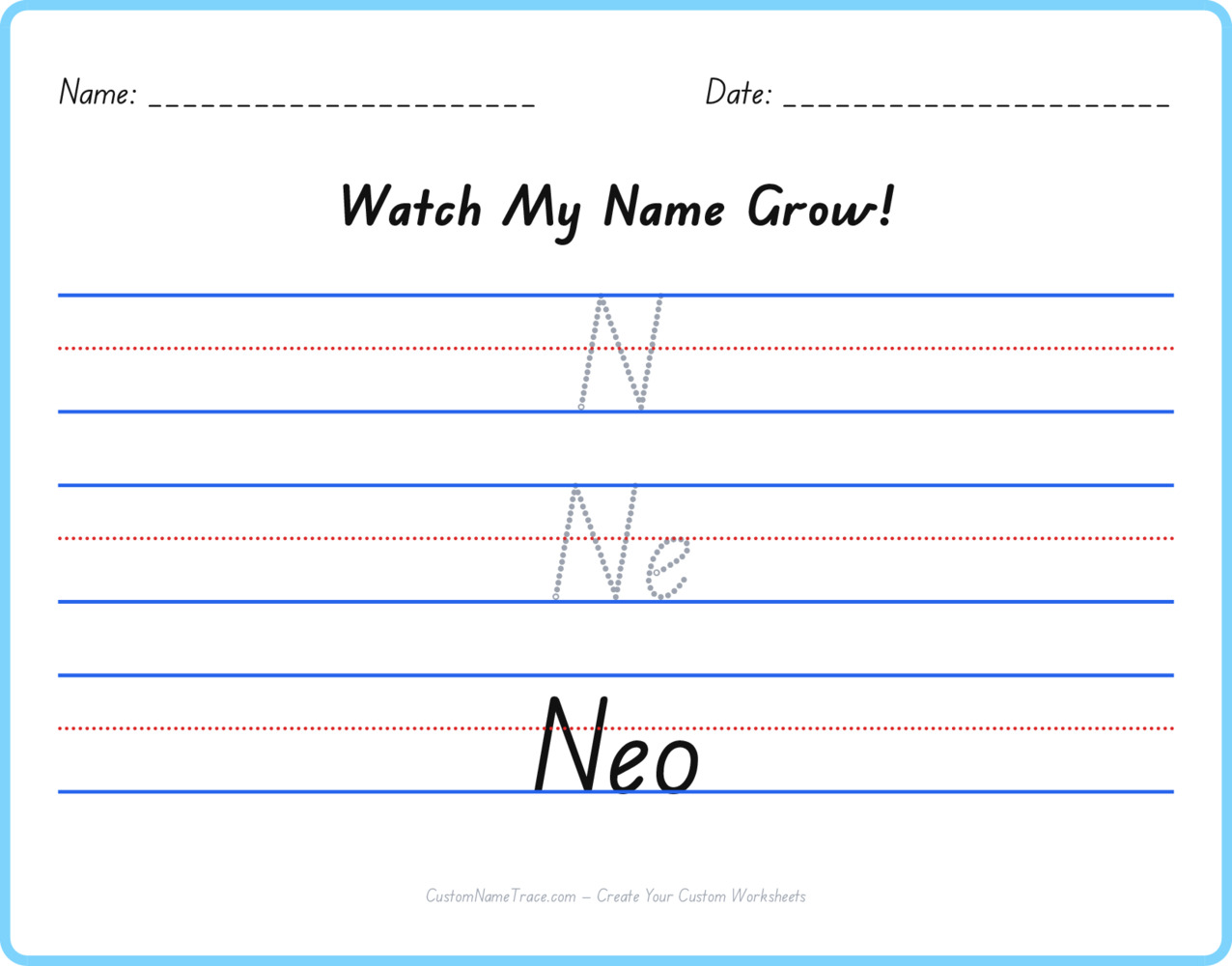 Free Neo custom name tracing - pyramid free worksheet