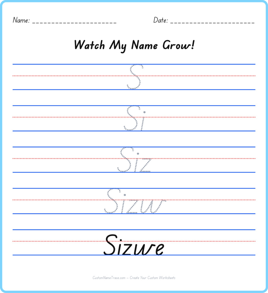 Free Sizwe custom name tracing - pyramid free worksheet
