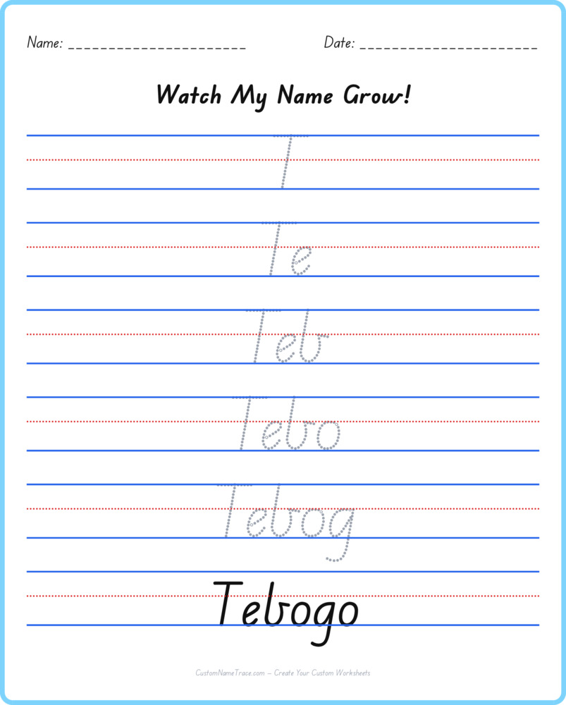 Free Tebogo custom name tracing - pyramid free worksheet