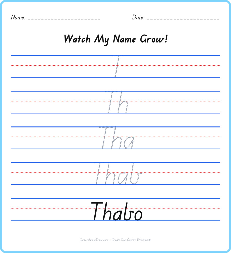 Free Thabo custom name tracing - pyramid free worksheet