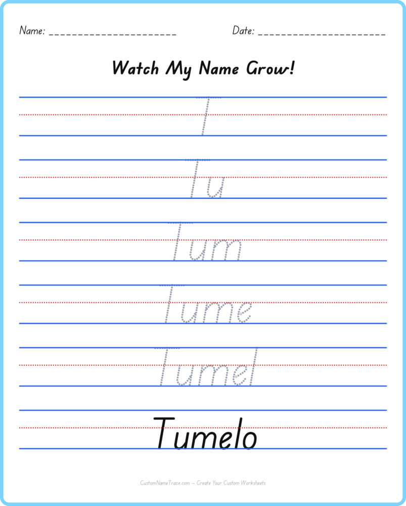 Free Tumelo custom name tracing - pyramid free worksheet