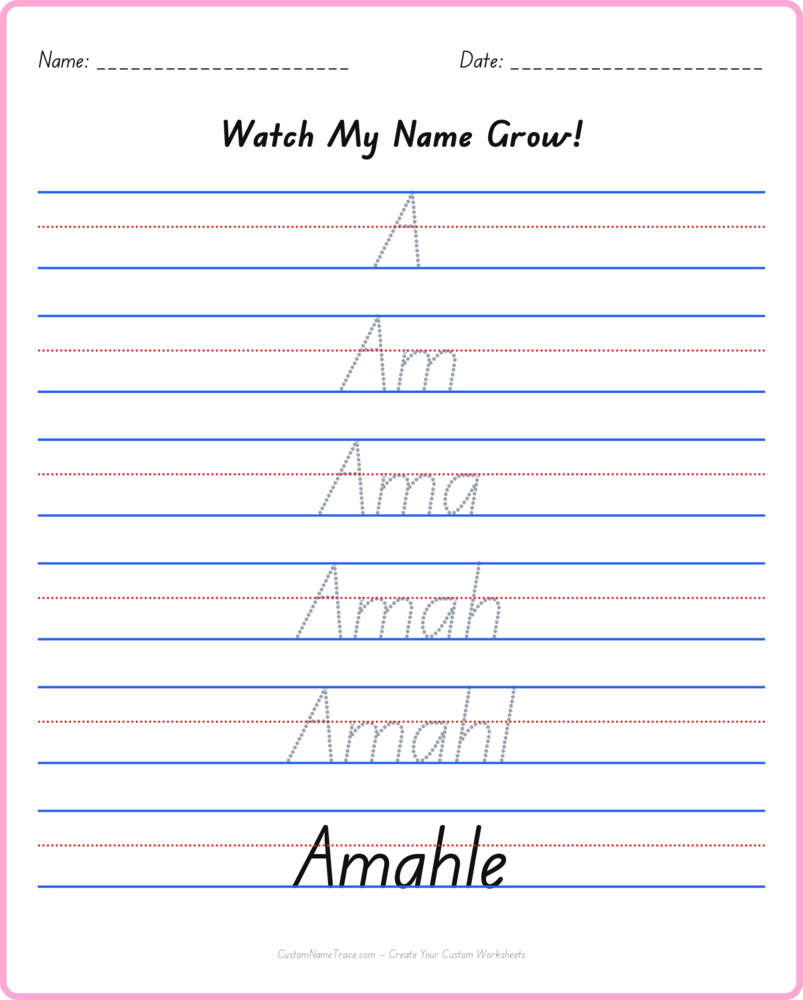 Free Amahle custom name tracing - pyramid free worksheet
