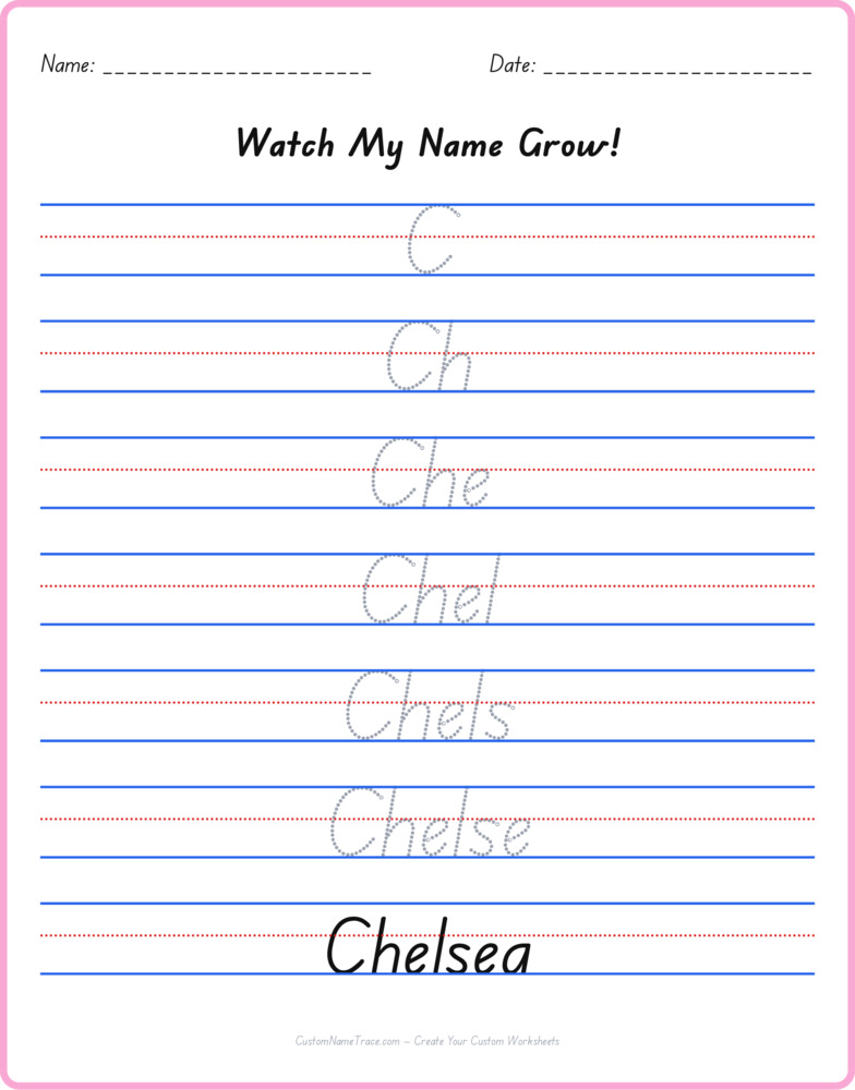 Free Chelsea custom name tracing - pyramid free worksheet