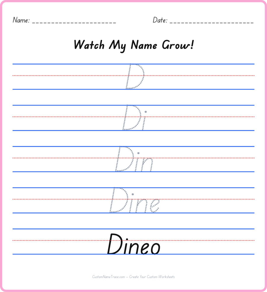 Free Dineo custom name tracing - pyramid free worksheet