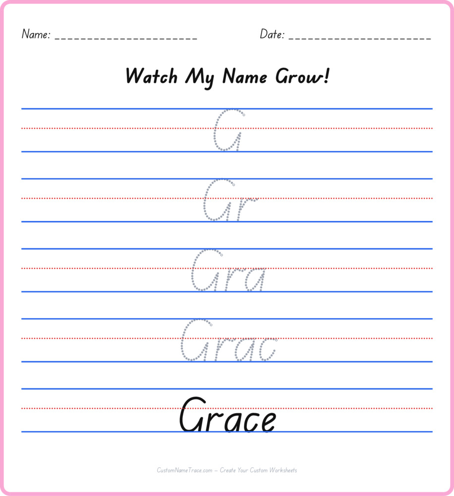 Free Grace custom name tracing - pyramid free worksheet