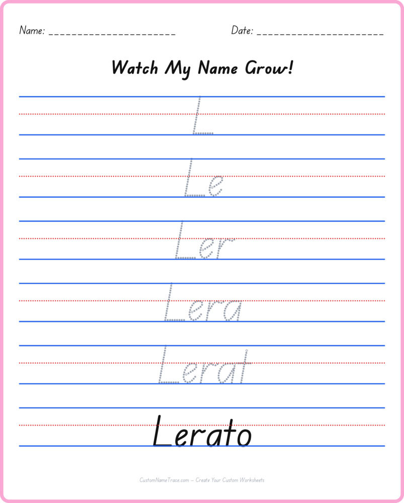 Free Lerato custom name tracing - pyramid free worksheet