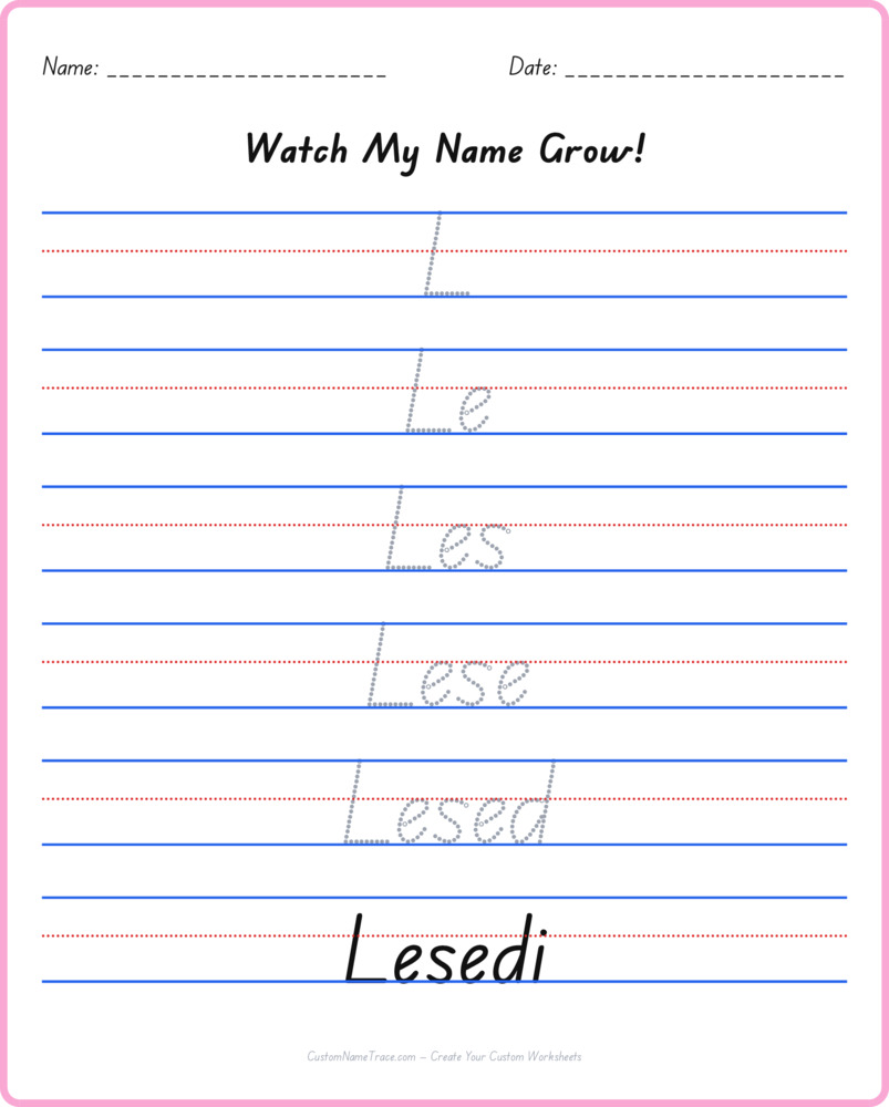 Free Lesedi custom name tracing - pyramid free worksheet