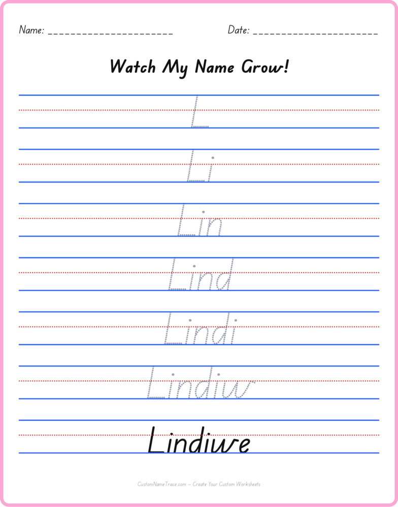 Free Lindiwe custom name tracing - pyramid free worksheet