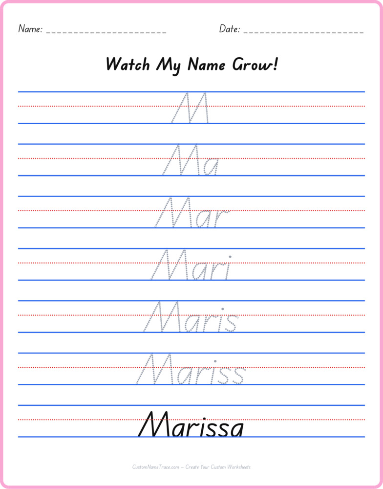 Free Marissa custom name tracing - pyramid free worksheet