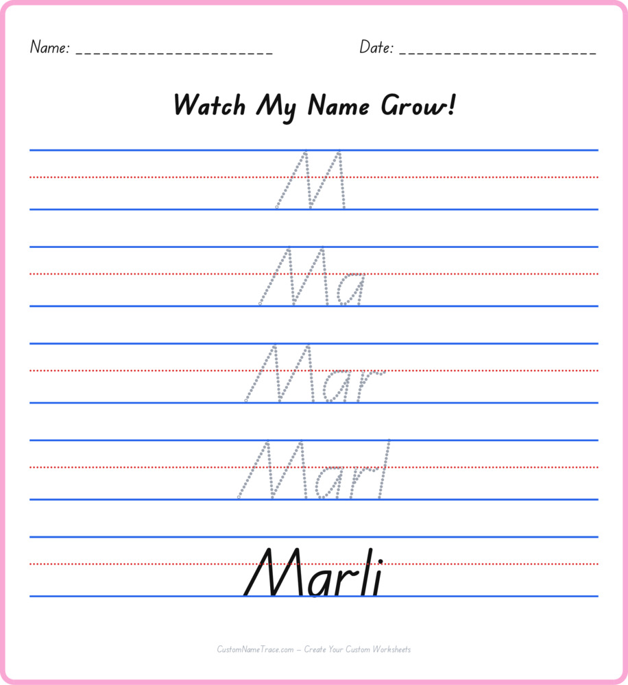 Free Marli custom name tracing - pyramid free worksheet