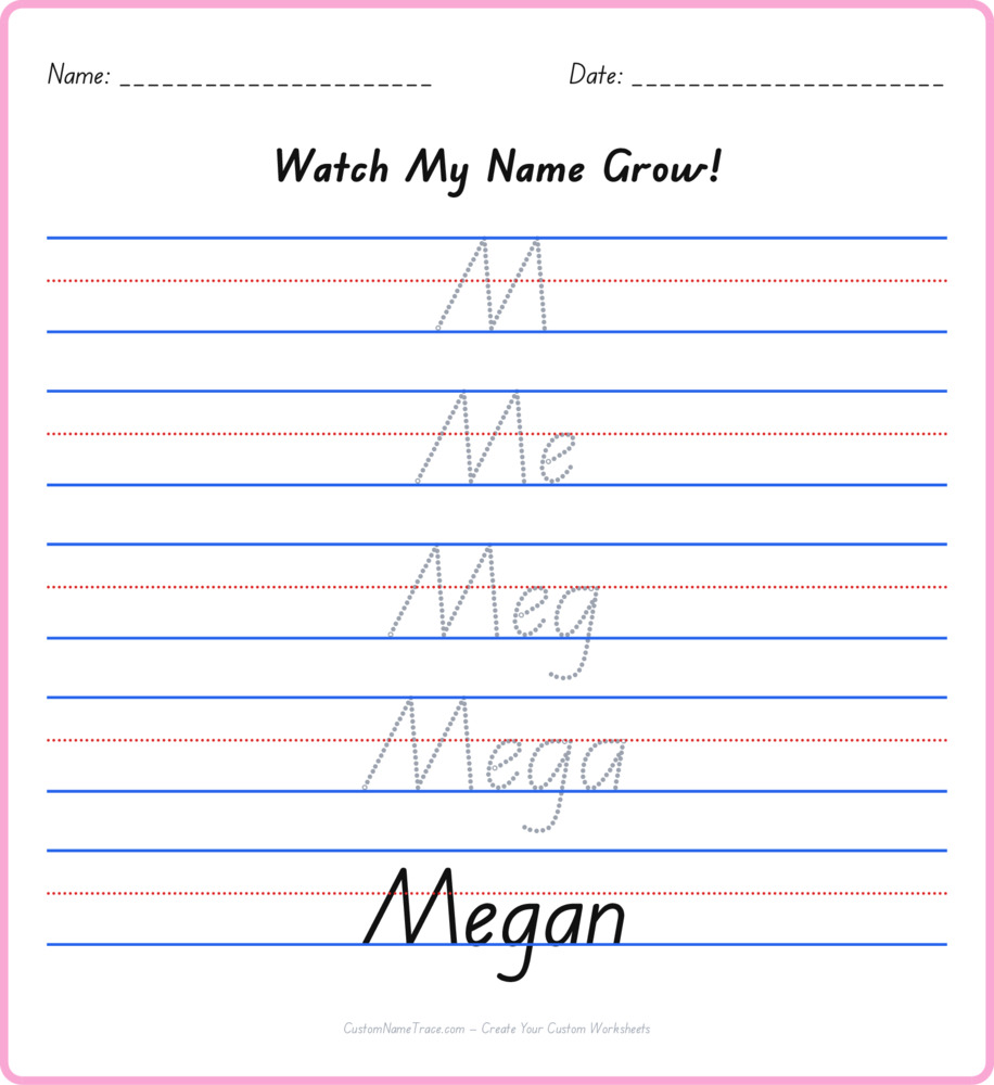 Free Megan custom name tracing - pyramid free worksheet