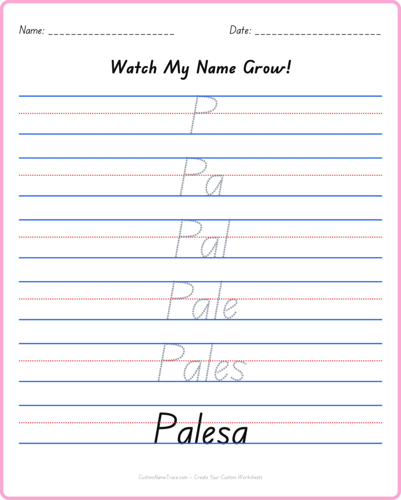 Free Palesa custom name tracing - pyramid free worksheet