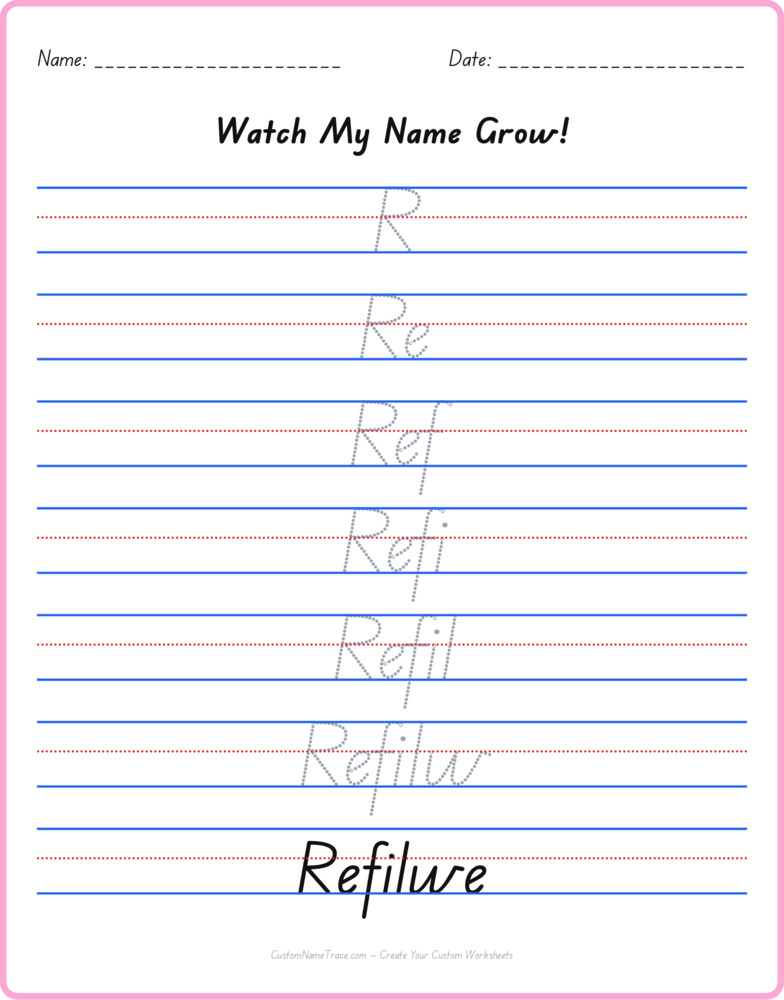 Free Refilwe custom name tracing - pyramid free worksheet