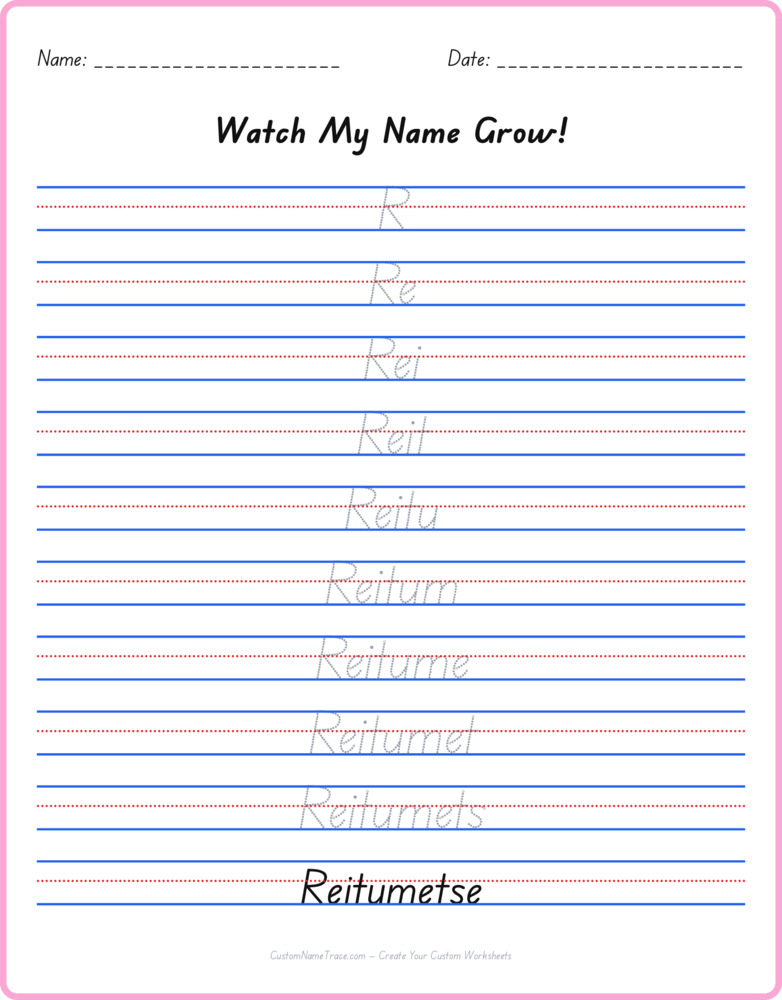 Free Reitumetse custom name tracing - pyramid free worksheet