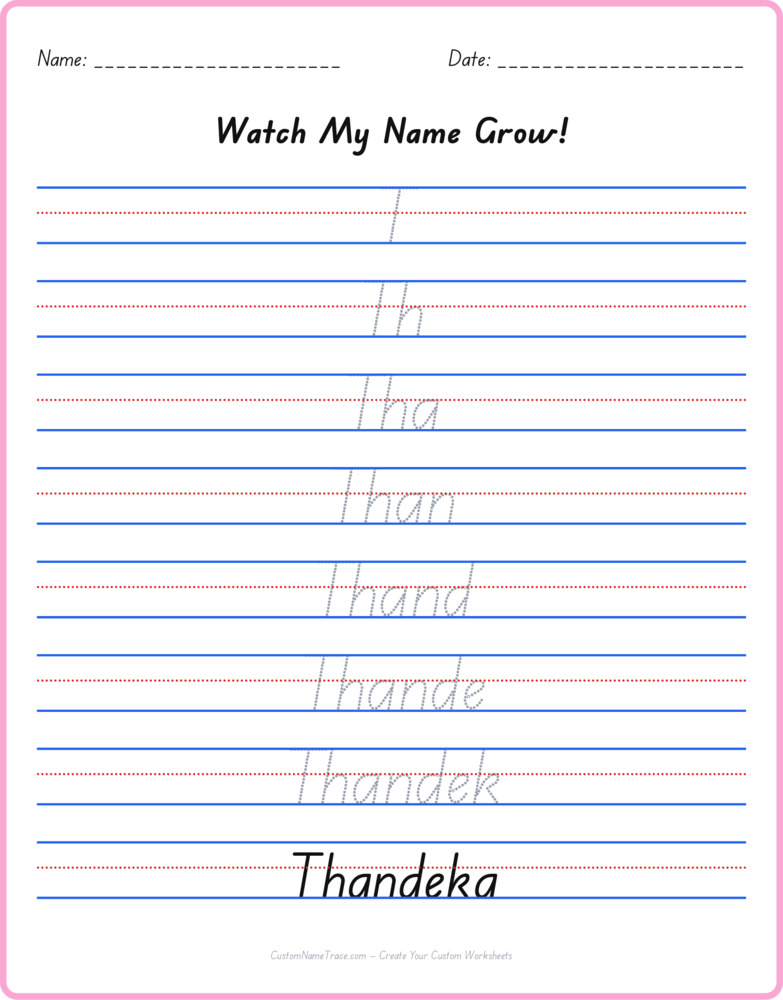 Free Thandeka custom name tracing - pyramid free worksheet