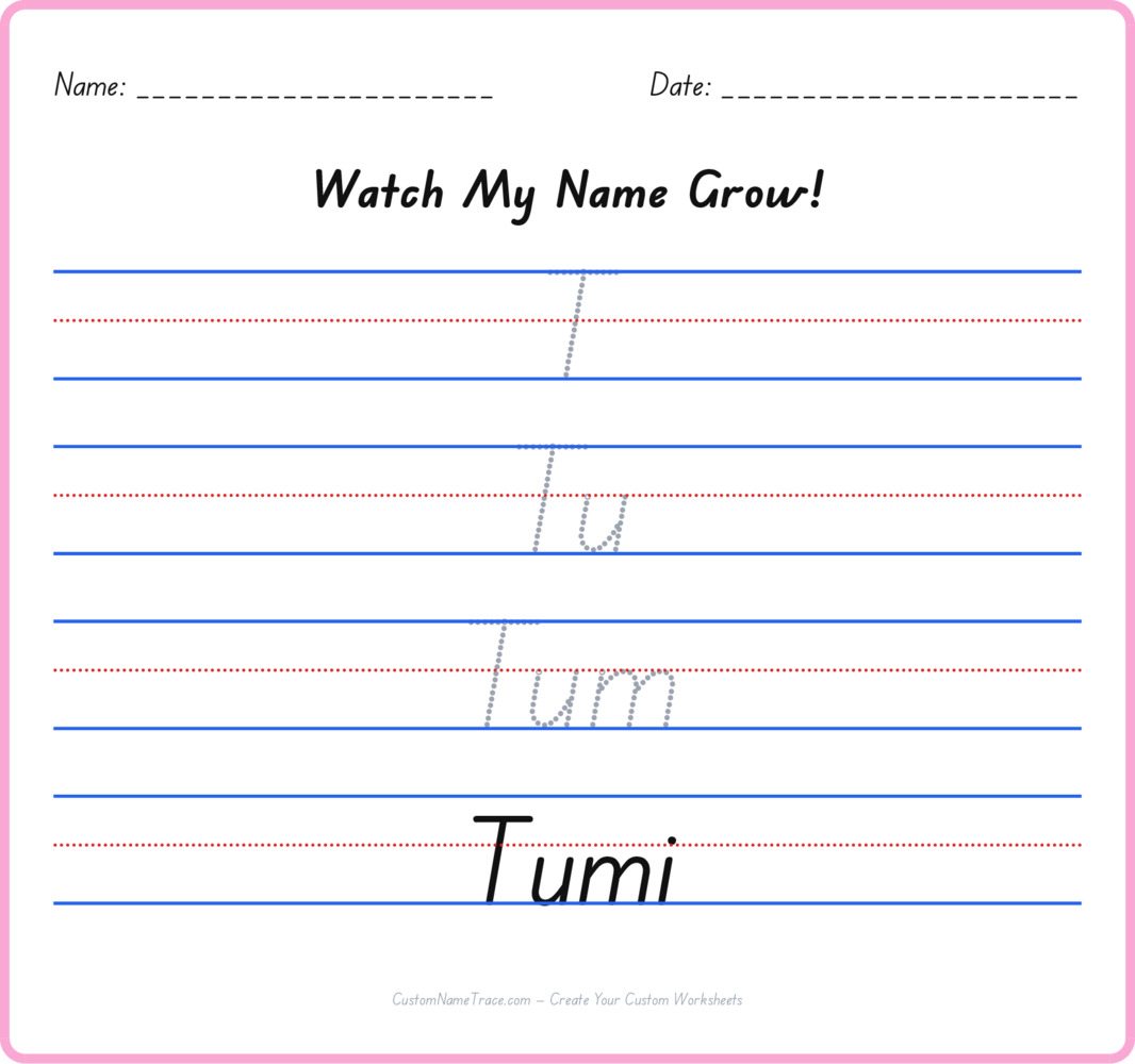 Free Tumi custom name tracing - pyramid free worksheet